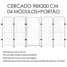 Cercado Pet Dobrável 98cm Portão + 4 Módulos Chiqueirinho Cachorro ou Criança