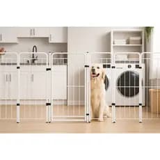 Cercado Cães Cachorros Pets com 10 Módulos + Portão 98cm Preto Branco Divisor de Ambientes