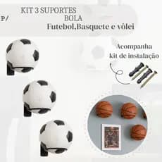 🏀⚽🏐 Kit 3 Suportes de Parede para Bola de Futebol + Parafusos e Buchas Inclusos!