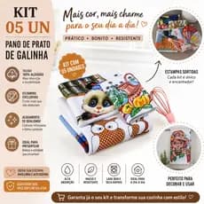 Kit 5 Panos de Prato Pé de Galinha Legítimo 100% Algodão – Alta Absorção e Durabilidade | 41x68cm