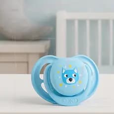 CHUPETA KUKA SMART AZUL LOBOS-BICO DE SILICONE REDONDO 0-6 MESES