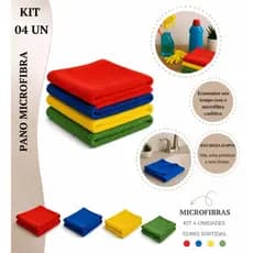 Kit com 4 Panos de Microfibra 30x30cm – Limpeza e Polimento Profissional-SORTIDOS