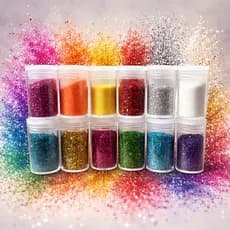 Kit de Potinhos de Glitter Poliéster Glitter Flocado Extra Fino - Cores Holográficas 10 g - Nail art