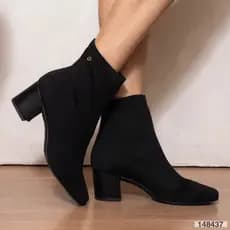 Bota Meia Via Uno Feminina Knit Cano Curto Salto Grosso 6cm Confortável Moderna