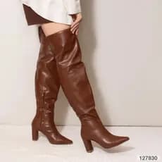 Bota Over The Knee Feminina Cano Longo 60cm Salto Alto 9cm Bico Fino