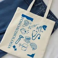 Ecobag Estudante de Fonoaudiologia 100% Algodão Universidade Faculdade | Totebag Sustentável