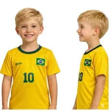 Camiseta Brasil Infantil Unissex Seleção Brasileira Copa do Mundo 2026 100% Algodão