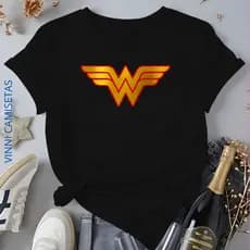Camiseta Personalizada Desenho/Gibi Super Heroina Mulher Maravilha Simbolo 100% Algodão Unissex