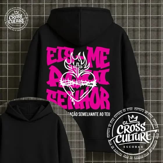 Blusa Moletom Canguru Evangelho Cristão Inverno Frio Flanelado Eis-me aqui Gospel com Capuz Macio  Unissex