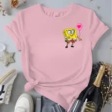 Camiseta Femenina Desenho Bob Esponja Blusa 100%Algodão