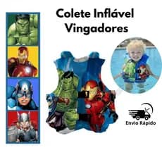 Colete Infantil Boia Vingadores ( Avengers ) Marvel Inflável Brinquedo Piscina Praia Rio Flutuação