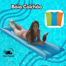 Colchão Boia Inflável Flutuante 1,74cm x 59cm x 18cm Grande Para Descanso na Agua Cores Variadas Piscina Praia