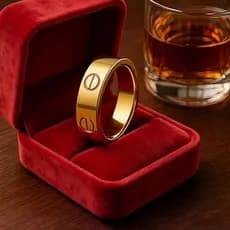 SHE - Anel Love Unissex Aço Inoxidável Dourado Luxo Beleza