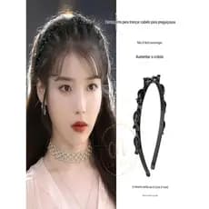 SHE - Tiara e Bandas de Cabelo de Dupla Camada com Presilha em Plástico Trançado