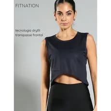 Cropped Regata Cavada Feminina Dry Academia Fitness Conforto