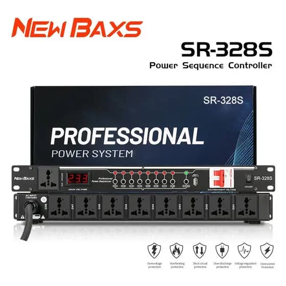 Sequenciador de Energia NEW BAXS 2+8 Canais | Controle Independente | Gerenciador de Energia Sequencial | Para Estúdio,