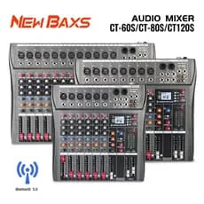 NEW BAXS Misturador de Áudio CT60S/CT80S/CT120S 6/8/12 Canais Suporta Bluetooth/USB/Reprodução de MP3