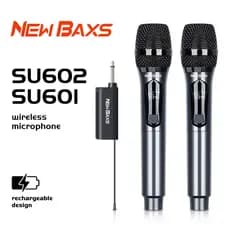 NEW BAXS Microfone sem fio SU601/SU602 Carregamento suportado 1200mhz 80M Distância de recepção Dispositivo KTV Portátil