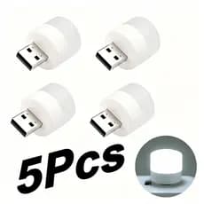 USB Lâmpada LED Portátil Mini KIT COM 5 LEDs Noite Luz Redonda Pequena Do Computador Móvel De Alimentação luz