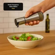 Porta Tempero Vidro Hermético 320ml com Tampa Inox | Escolha 1, 2 ou 3 Unidades