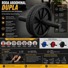 Roda Abdominal Dupla Treino Fitness Com Pegadores Antiderrapantes Exercicios Core Musculacao