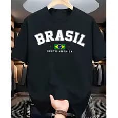 Camiseta masculina Brasil casual premium algodão leve edição limitada tendência Copa do Mundo 2026