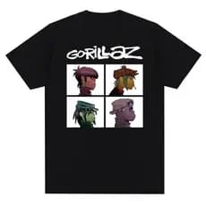 Banda de música gorillazs punk rock impressão t camisa 90s moda casual manga curta estilo urbano