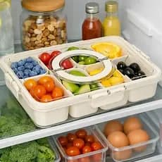 Pote Hermético Organizador Geladeira 8 Divisórias Acrílico Transparente Porta Frios Alimentos