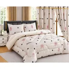 7 Peças Edredom Grosso Manta Cobertor + Cortinas Casal Queen King | Jogo de Cama Completo Luxo