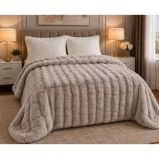 Manta Casal Pele de Coelho Plush Luxo Premium Quentinha Inverno