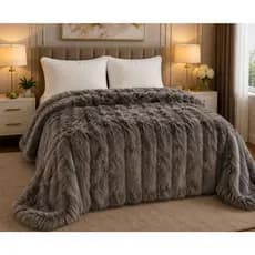 Cobertor Pele de Coelho Casal Premium Dupla Face Plush Antialérgico