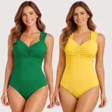 Kit 2 Maiô modelador Feminino Moda Praia Franzido Bojo Poliamida Premium