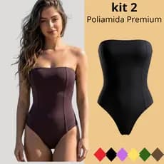 Kit 2 Maiô feminino Praia Suplex Poliamida Premium Biquini Modelador Banho