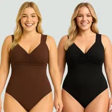 Kit 2 Maiô Body feminino Praia Suplex Poliamida Moda Modelador Bojo