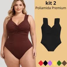 Kit 2 Maiô feminino Praia Plus Size Poliamida Premium  Moda Modelador Bojo Biquíni Body