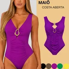 Maio Feminino Praia Body Com Bojo Sem Transparência Costa Aberta Forrado Poliamida Premium Bíquini