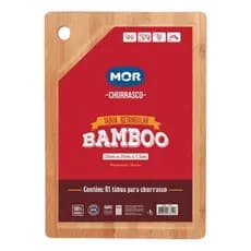 Tabua Corte Carne Madeira Bambu Churrasco Cozinha 35x25 Mor