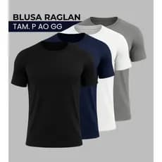 Kit 4 Camiseta Raglan Masculina UV Esportiva Treino Corrida Casual Respirável Premium Leve