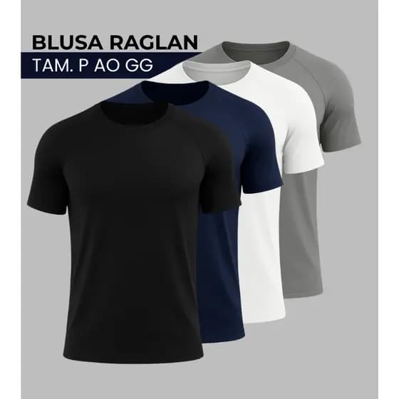 Camiseta Raglan Masculina Manga Curta Esportiva Academia Corrida Casual Confortável