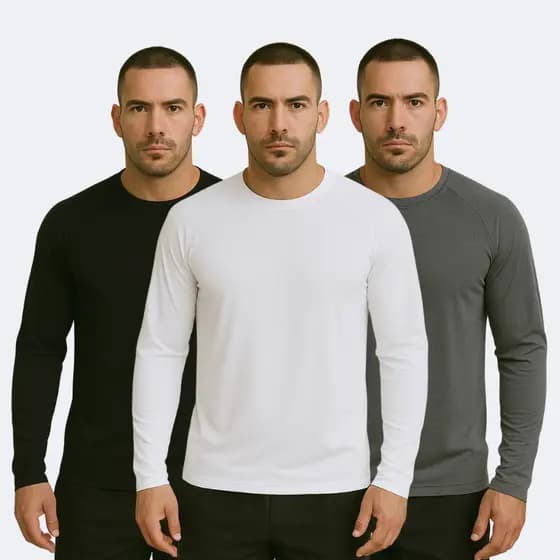 Kit 3 Camiseta Dri-Fit Masculina Treino Manga Longa UV Térmica Malha Fria