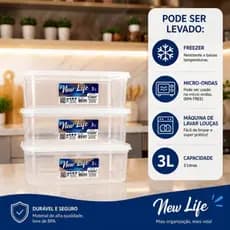 kit 3 Potes Herméticos Transparentes para Mantimentos 3 Litros elegantes e resistentes Livres de BPA sem cheiro