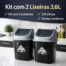kit Lixeiras 3,6Litros modelo elegante e compacta