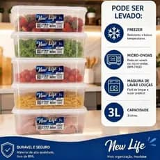kit 5 Potes Herméticos Transparentes para Mantimentos 3 Litros elegante e resistente Livres de BPA sem cheiro