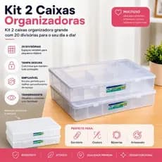 kit 2 Caixas Organizadoras Grandes com 20 divisórias Caixas Box Multiuso