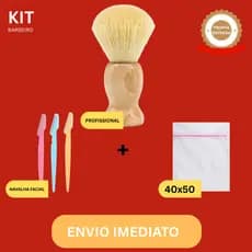 Kit Utilidades Masculinas 3 Peças – Navalha + Pincel + Saco Protetor Lava Roupa