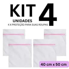 KIT com 4 Sacos para Lavar Roupa Proteção Delicada Grande 40cm x 50 cm