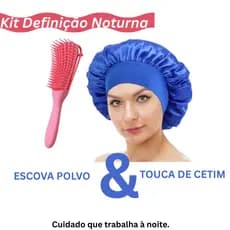 Kit Beleza Noturna Toca de Cetim + Escova Polvo Modeladora
