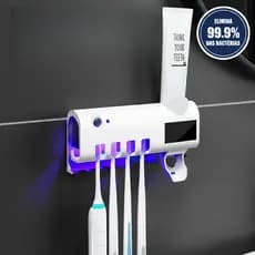 Porta Escova Dente Esterilizador UV Dispenser Pasta Automático Suporte Banheiro Recarregável Solar