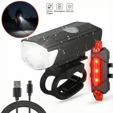 Kit Farol Lanterna Bike LED USB Recarregável Potente Prova D'água Ciclismo Segurança