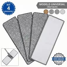 Kit 4/6/2 Refil Mop Flat Microfibra Universal Lava e Seca Esfregão Limpa Fácil Reutilizável